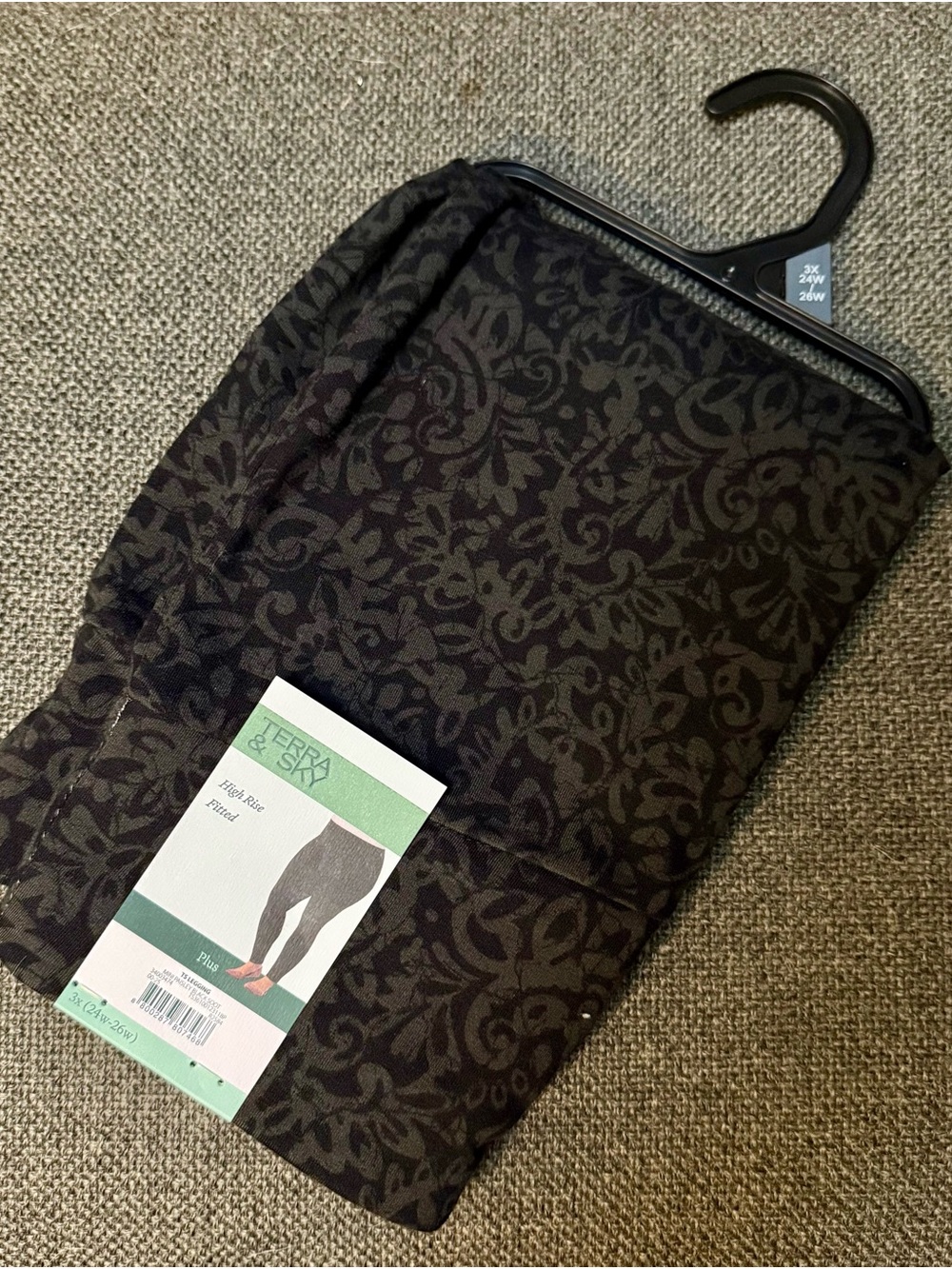 New! Black Paisley Print Plus Size Leggings Size 3XL